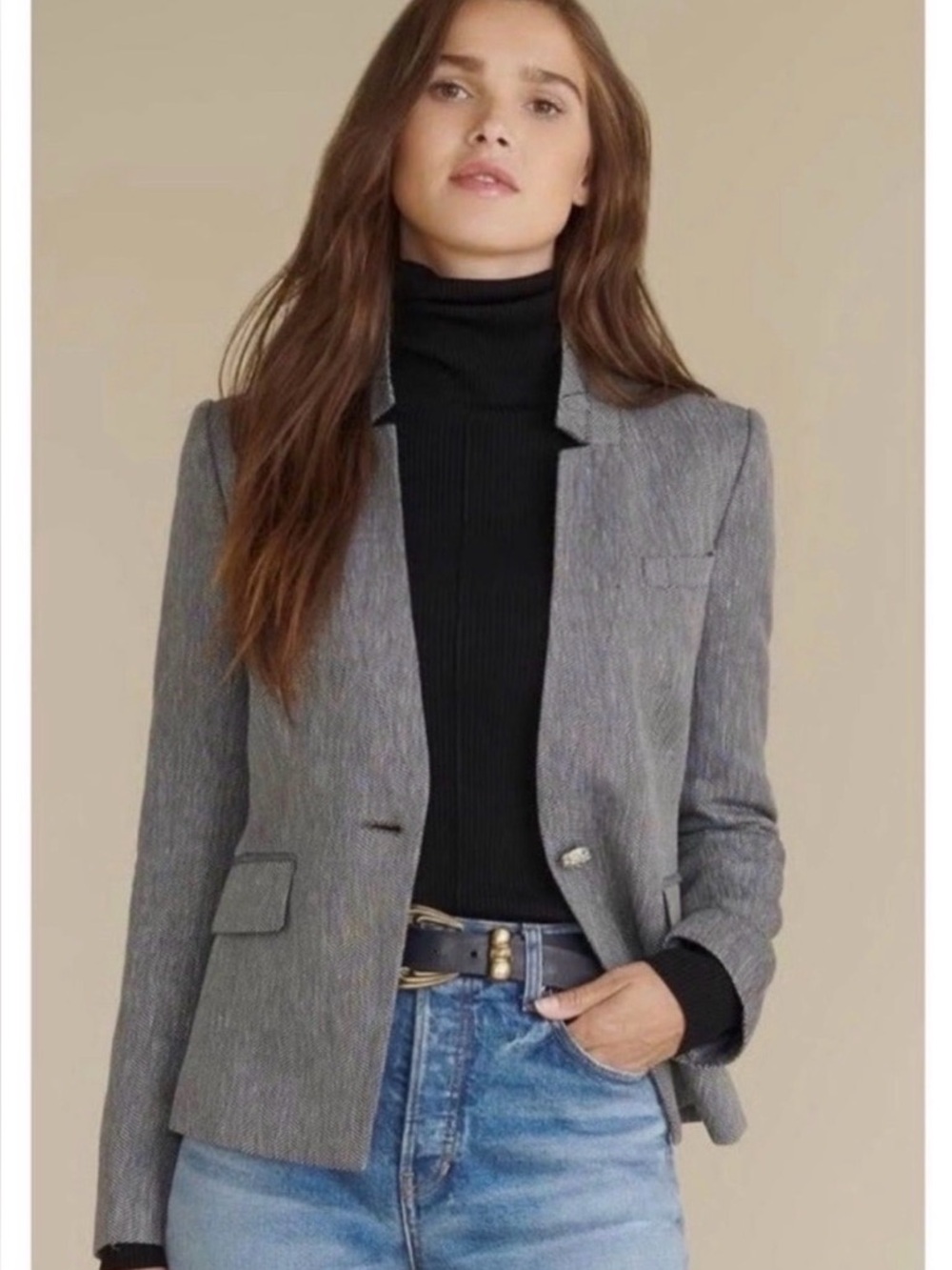 Veronica Beard Farley Herringbone Dickey Blazer Jacket Size 8